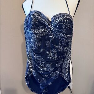 Robin Piccone Blue Floral Bandana print swimsuit size 12